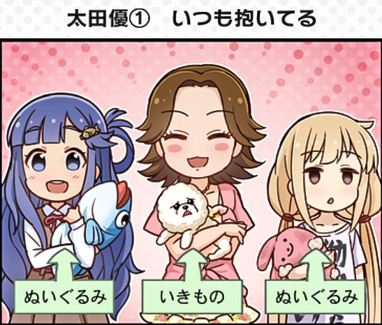 futaba anzu, asari nanami, ohta yuu, sabaori-kun, and akky (idolmaster and 2 more)