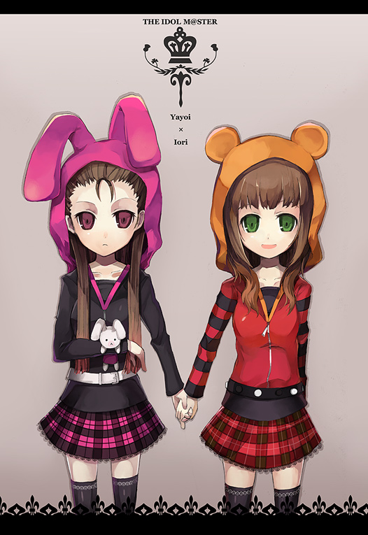 minase iori, takatsuki yayoi, and usa-chan (idolmaster and 1 more) drawn by pos_(shiratama-ya)