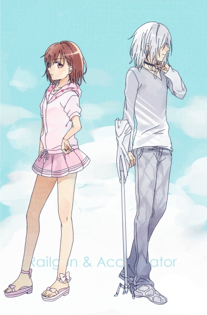 misaka mikoto and accelerator (toaru majutsu no index and 1 more) drawn by zarutsu