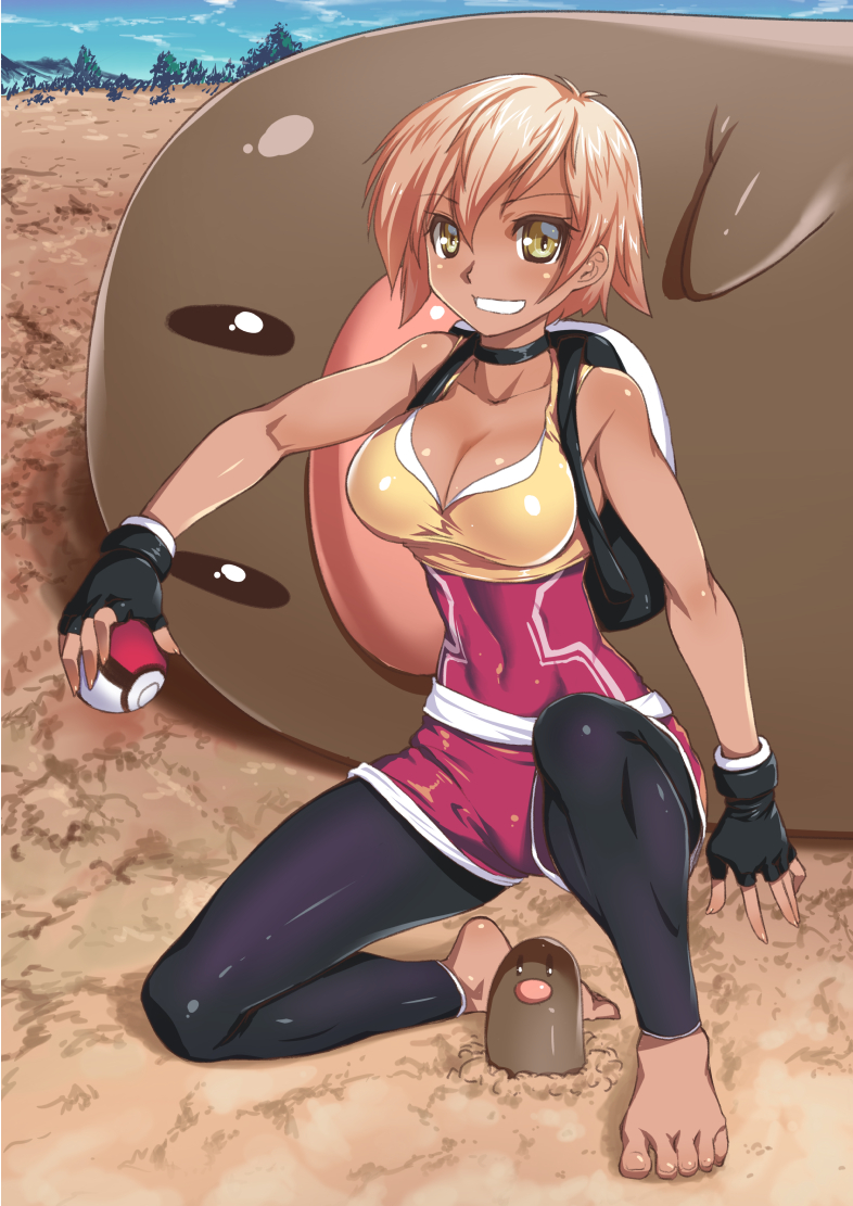 female protagonist and diglett (pokemon and 1 more) drawn by aokihoshi