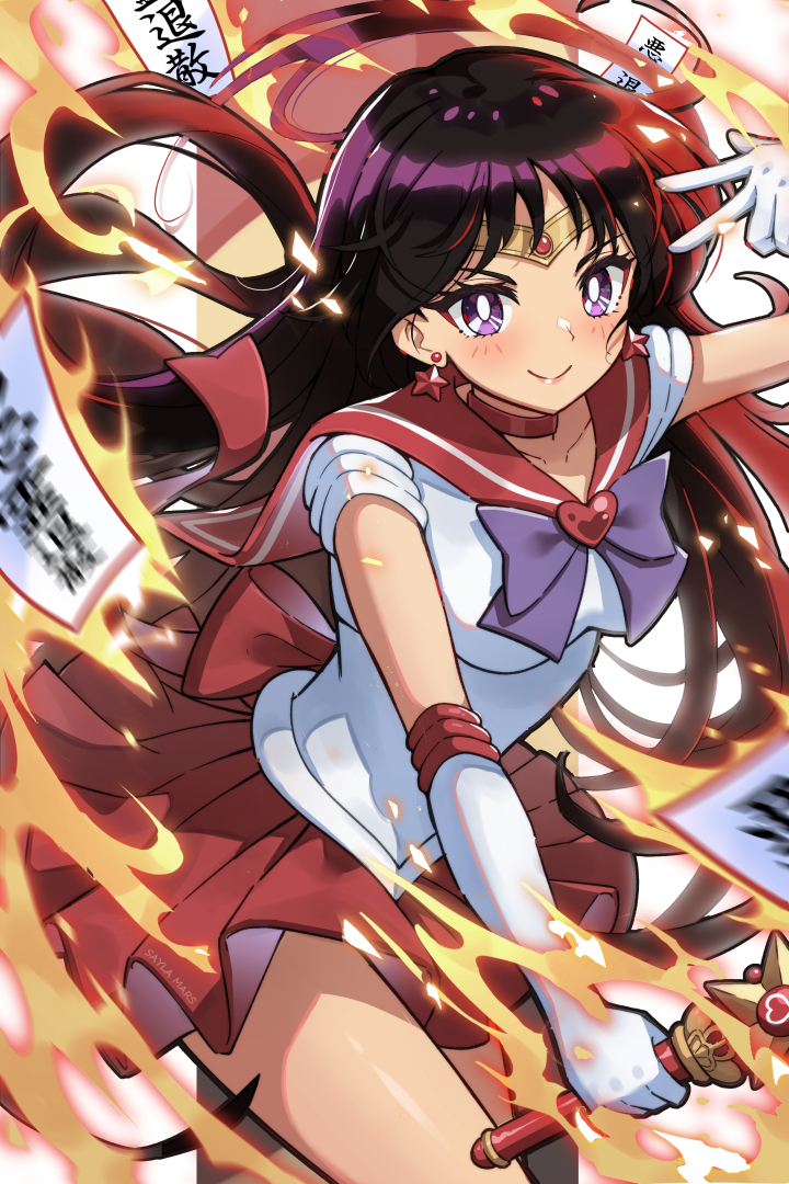 hino rei and sailor mars (bishoujo senshi sailor moon) drawn by saylamars