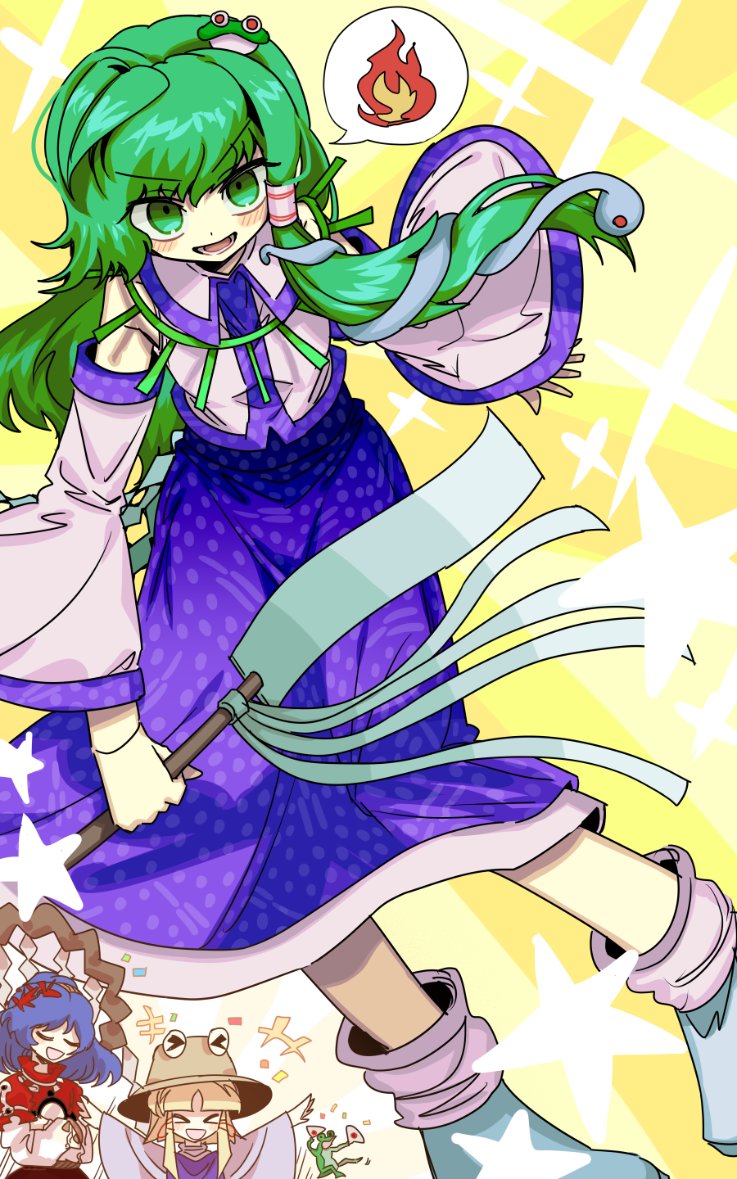 kochiya sanae, moriya suwako, and yasaka kanako (touhou and 1 more) drawn by ichirugi