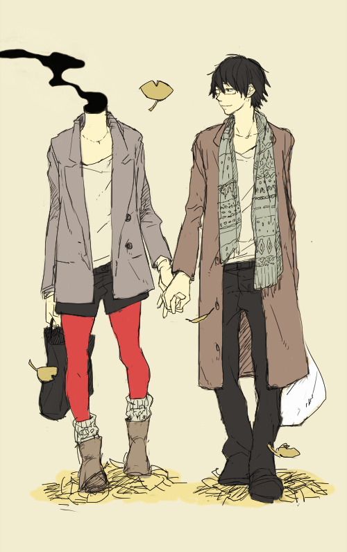 celty sturluson and kishitani shinra (durarara!!) drawn by shima_(chaso12)
