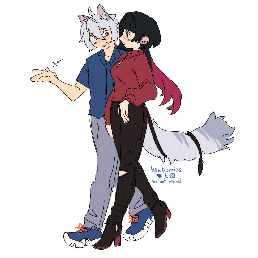 jane doe and seth lowell (zenless zone zero) drawn by hawberries
