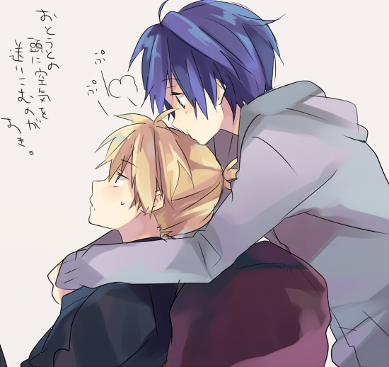 kagamine len and kaito (vocaloid) drawn by ousaka_nozomi