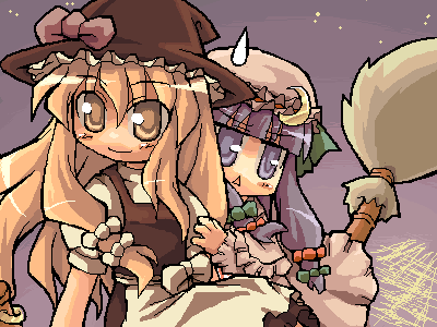 kirisame marisa and patchouli knowledge (touhou) drawn by herada_mitsuru