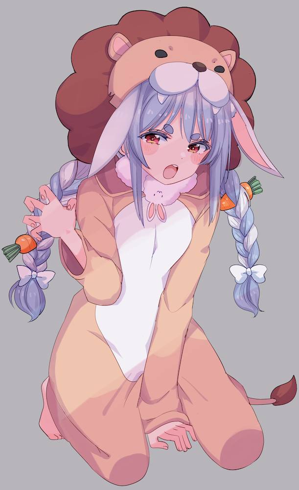 usada pekora and don-chan (hololive) drawn by cream_(nipakupa)