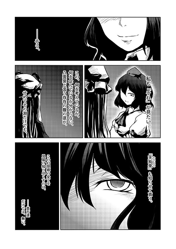 yakumo yukari and shameimaru aya (touhou) drawn by yokochou
