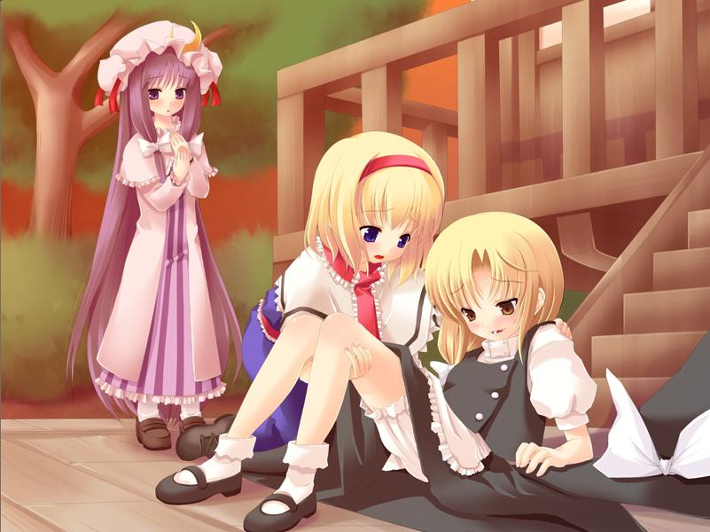 kirisame marisa, alice margatroid, and patchouli knowledge (touhou and 1 more) drawn by tilm