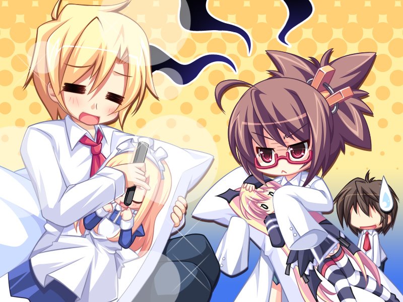 makurako, kuresato yuuya, ibaramori tobari, and buin a (dakko shite gyu!) drawn by kamitsurugi_ouka and kuwada_yuuki