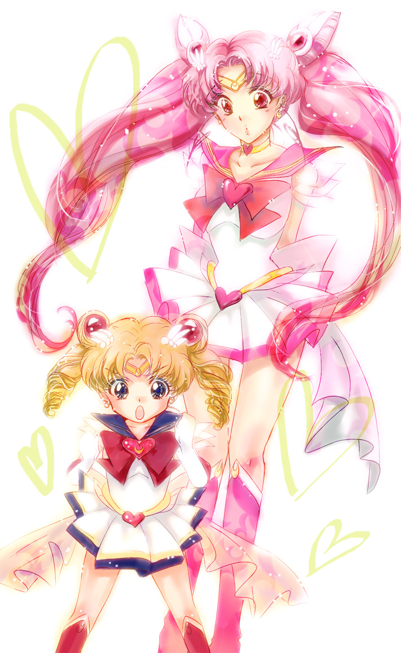 tsukino usagi, sailor moon, chibi usa, sailor chibi moon, super sailor moon, and 1 more (bishoujo senshi sailor moon and 1 more) drawn by makori