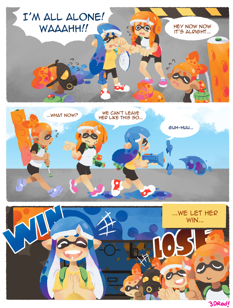 inkling player character, inkling girl, and inkling boy (splatoon) drawn by 3d_rod!