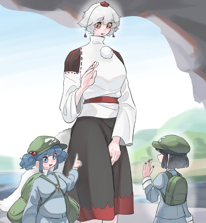 inubashiri momiji, kawashiro nitori, and kappa mob (touhou) drawn by frogsnake