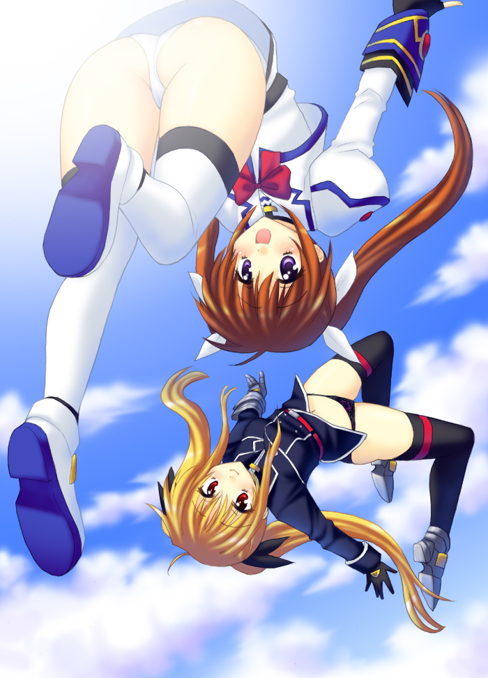 fate testarossa and takamachi nanoha (lyrical nanoha and 1 more) drawn by saki_chisuzu