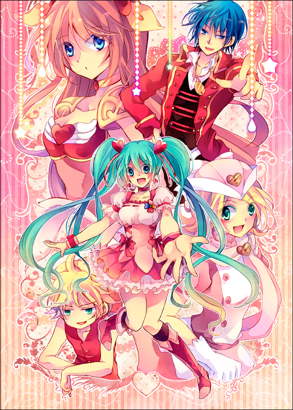 hatsune miku, kagamine rin, kagamine len, megurine luka, kaito, and 5 more (vocaloid and 7 more) drawn by kokonoe_miya