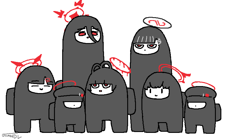 rio, hasumi, ichika, justice task force member, tsurugi, and 3 more (blue archive and 1 more) drawn by canned_juan