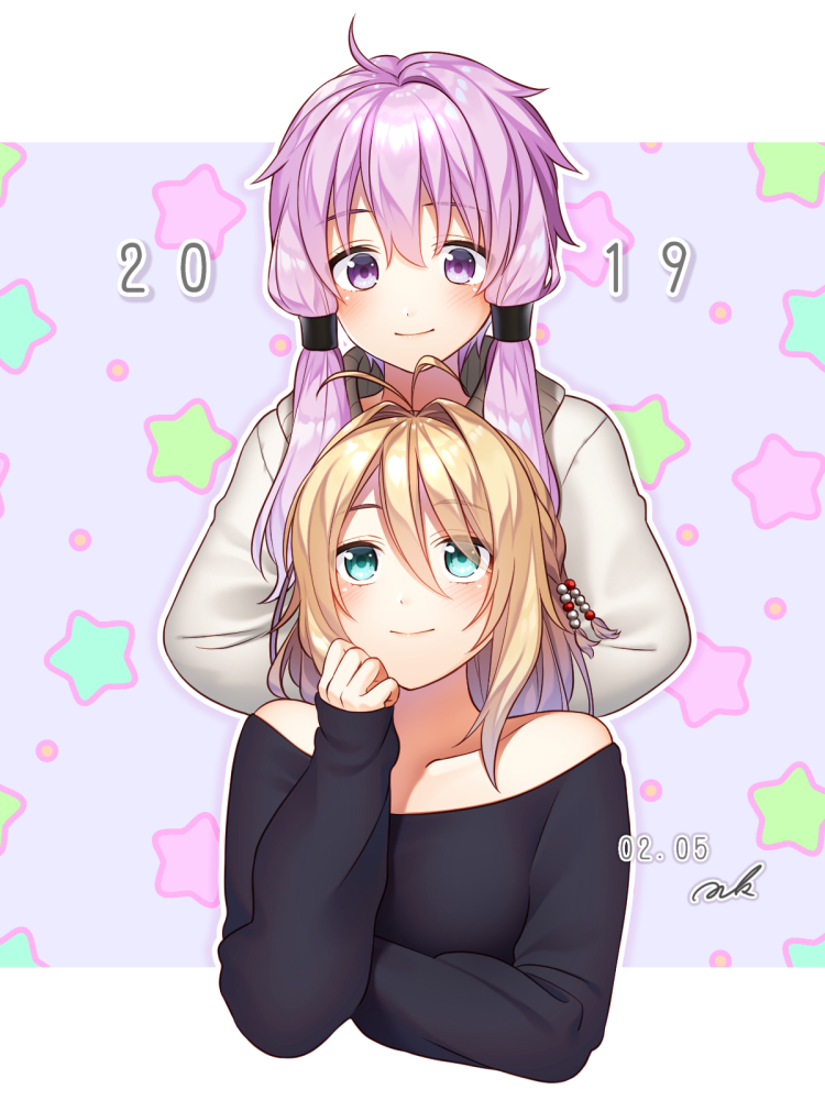 yuzuki yukari and tsurumaki maki (voiceroid) drawn by enuk