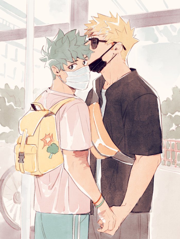 midoriya izuku and bakugou katsuki (boku no hero academia) drawn by 5mll3