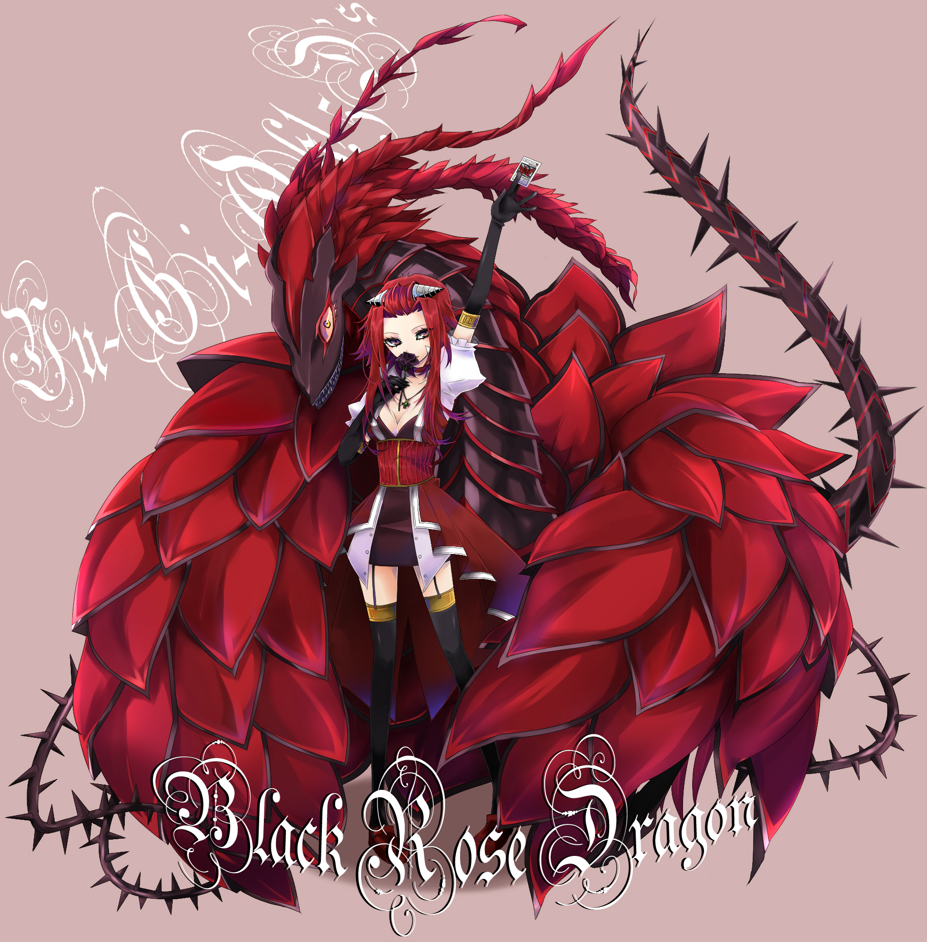 izayoi aki and black rose dragon (yu-gi-oh! and 1 more) drawn by  minazuki_jun | Danbooru