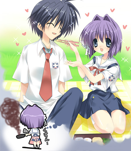 okazaki tomoya and fujibayashi ryou (clannad) drawn by paco