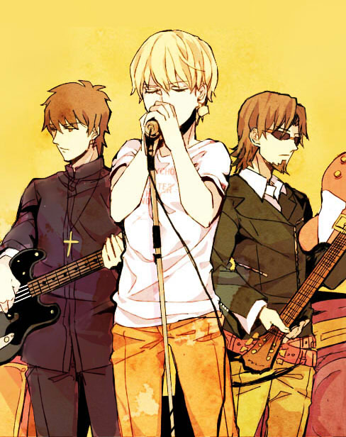 gilgamesh, kotomine kirei, and tohsaka tokiomi (fate and 1 more) drawn by toriatte