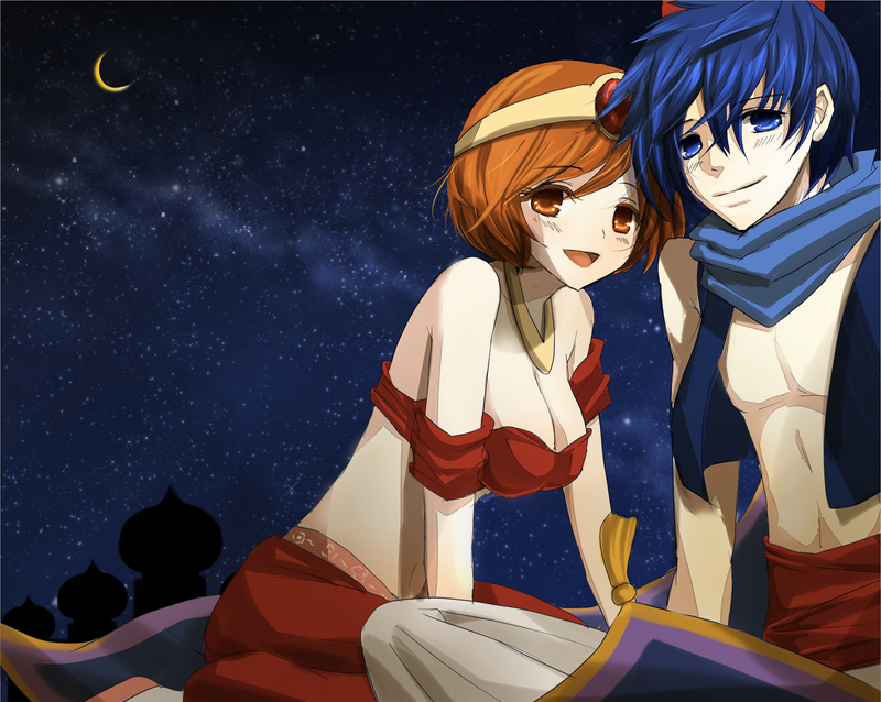 kaito, meiko, and aladdin (vocaloid and 1 more) drawn by ama_on_(mia)