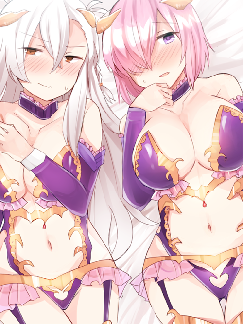 mash kyrielight, irisviel von einzbern, and olga marie animusphere (fate and 1 more) drawn by sabujiroko