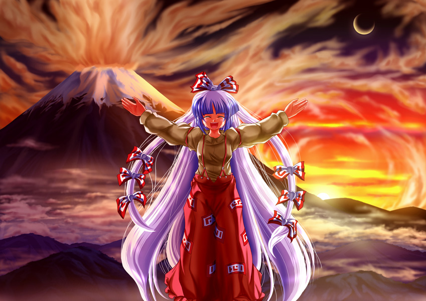 fujiwara no mokou (touhou and 1 more) drawn by amamizu_(myofuu_kai)