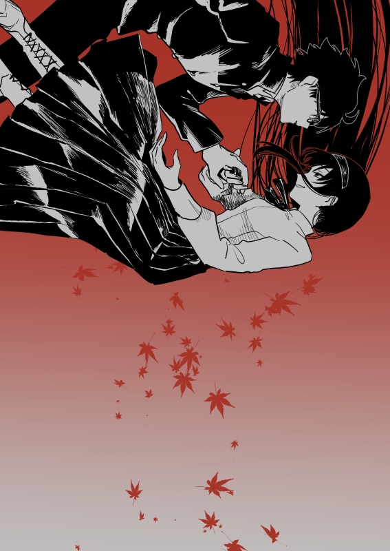 tohno akiha and tohno shiki (tsukihime) drawn by metarogu