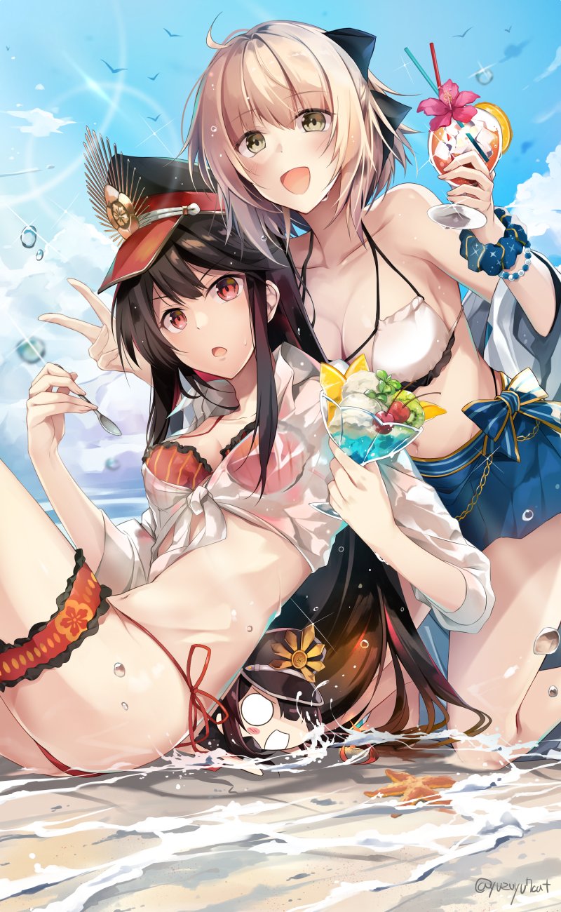 okita souji and oda nobunaga (fate and 2 more) drawn by hirai_yuzuki