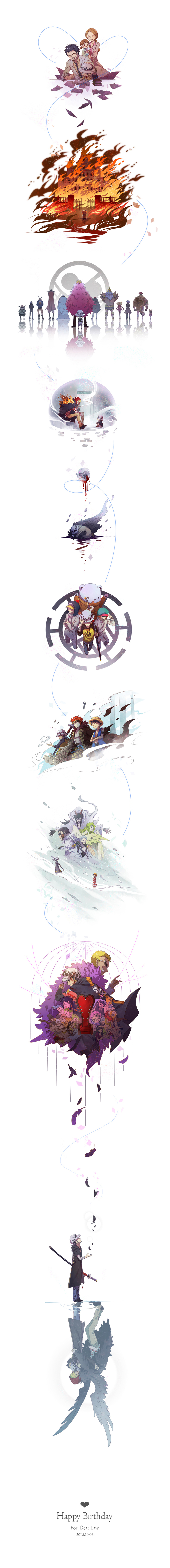 monkey d. luffy, nico robin, roronoa zoro, trafalgar law, usopp, and 31 more (one piece) drawn by ouu_min