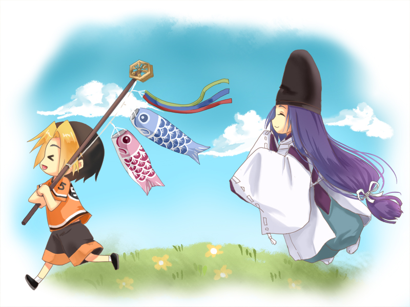 shindou hikaru and fujiwara no sai (hikaru no go) drawn by huan_ying