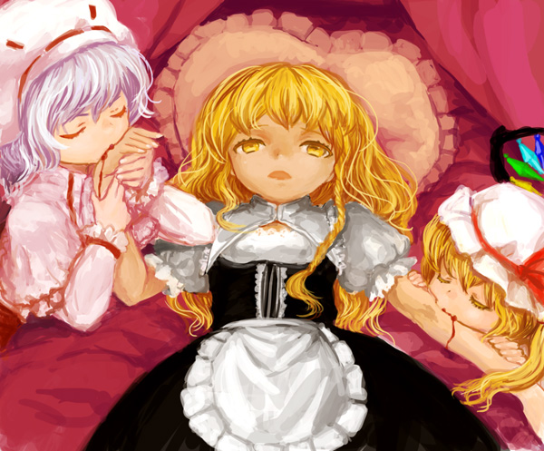 kirisame marisa, remilia scarlet, and flandre scarlet (touhou and 1 more) drawn by kutouten