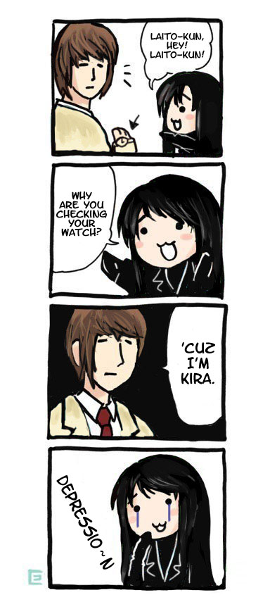 yagami light and misora naomi (suzumiya haruhi no yuuutsu and 1 more)
