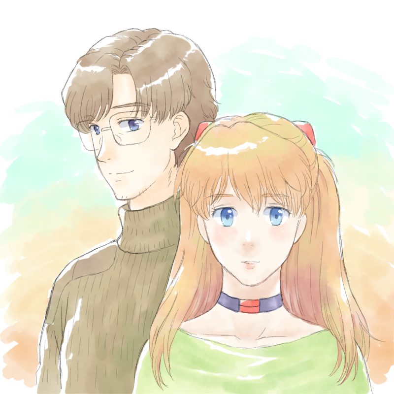 souryuu asuka langley and aida kensuke (neon genesis evangelion and 2 more) drawn by masago_ksb