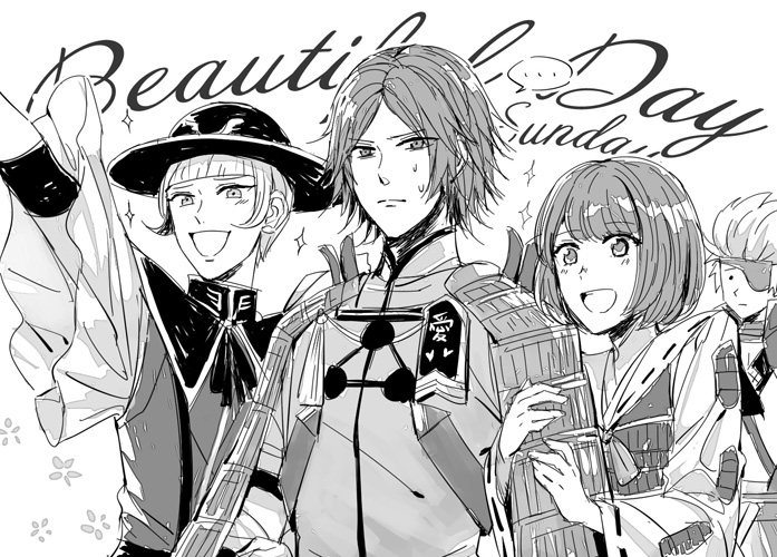 chousokabe motochika, mouri motonari, tsuruhime, and ootomo sourin (sengoku basara) drawn by toruglose