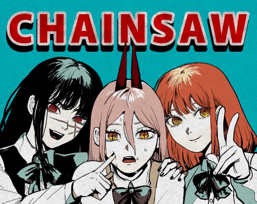 makima, power, and yoru (chainsaw man) drawn by mojiba7