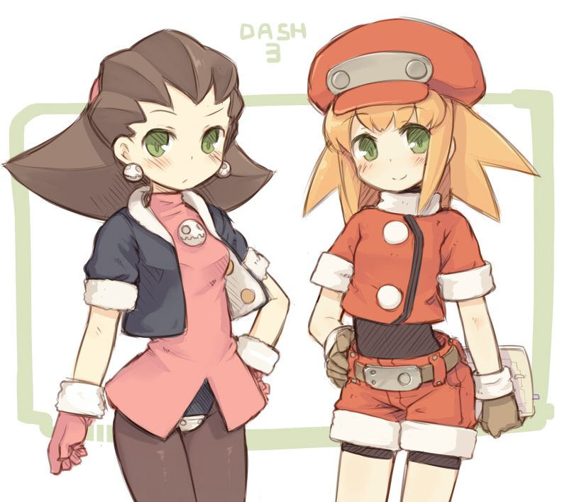tron bonne and roll caskett (mega man and 1 more) drawn by 7010