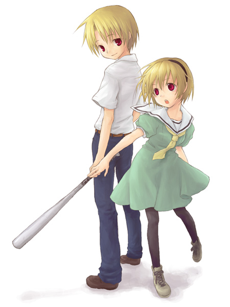 houjou satoko and houjou satoshi (higurashi no naku koro ni) drawn by hato_(hato37)