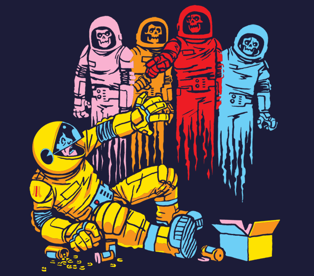 pac-man, blinky, inky, pinky, and clyde (pac-man) drawn by travis_pitts