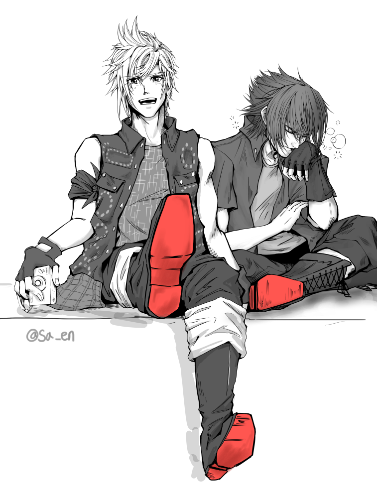 noctis lucis caelum and prompto argentum (final fantasy and 1 more) drawn by edeayuki