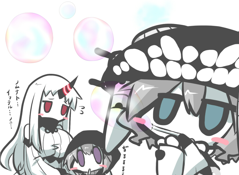 wo-class aircraft carrier, seaport princess, and re-class battleship (kantai collection) drawn by goma_(gomasamune)