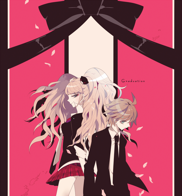 enoshima junko and naegi makoto (danganronpa and 2 more) drawn by shikimi_(yurakuru)