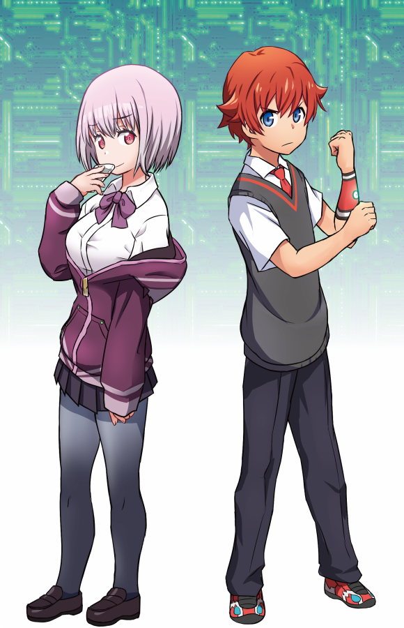 shinjou akane and hibiki yuuta (gridman universe and 1 more) drawn by fen_(gunpura)