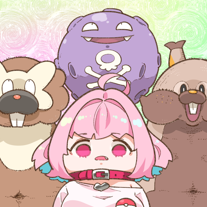yumemi riamu, koffing, greedent, and bibarel (pokemon and 4 more) drawn by takato_kurosuke