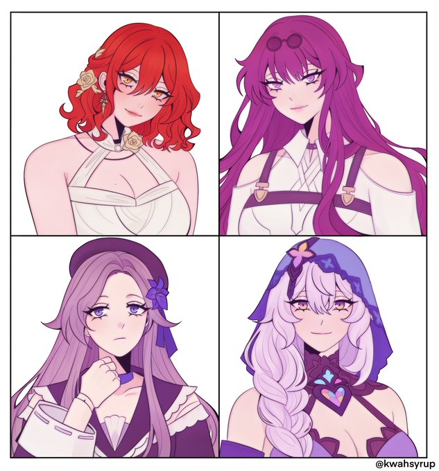 kafka, herta, black swan, and himeko (honkai and 1 more) drawn by kwahsyrup