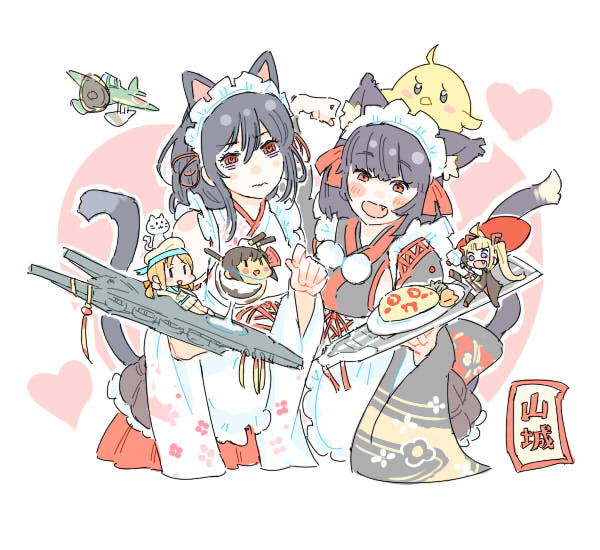 shigure, yamashiro, error musume, and amazon (kantai collection and 1 more) drawn by jibakurei_(elite_unchi)