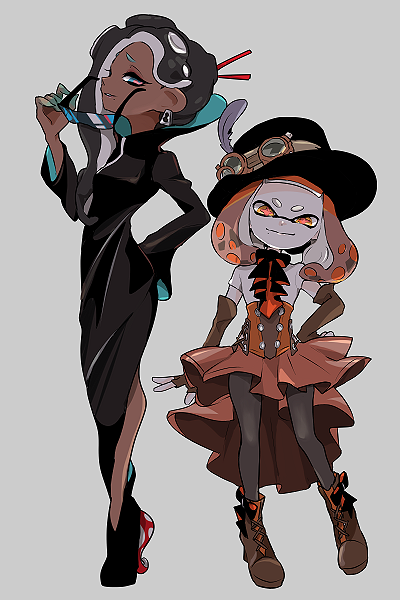 marina and pearl (splatoon and 1 more) drawn by imaikuy0