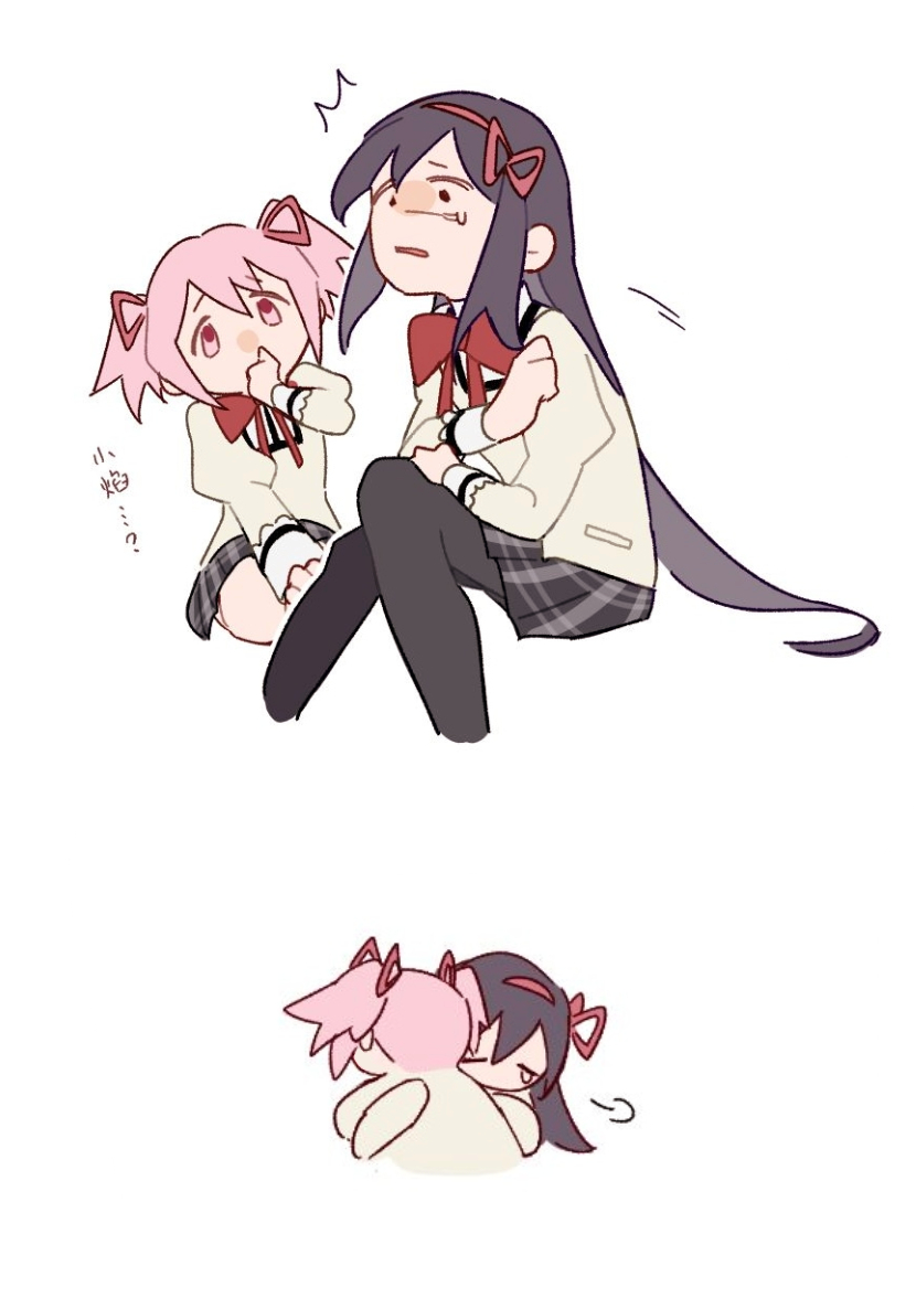 akemi homura and kaname madoka (mahou shoujo madoka magica) drawn by an9