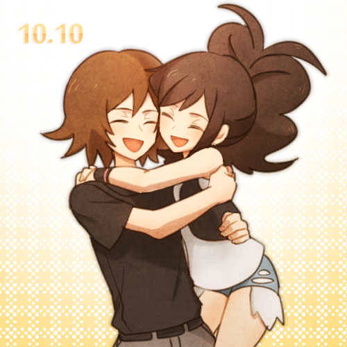 hilda and hilbert (pokemon and 1 more) drawn by poke_nk